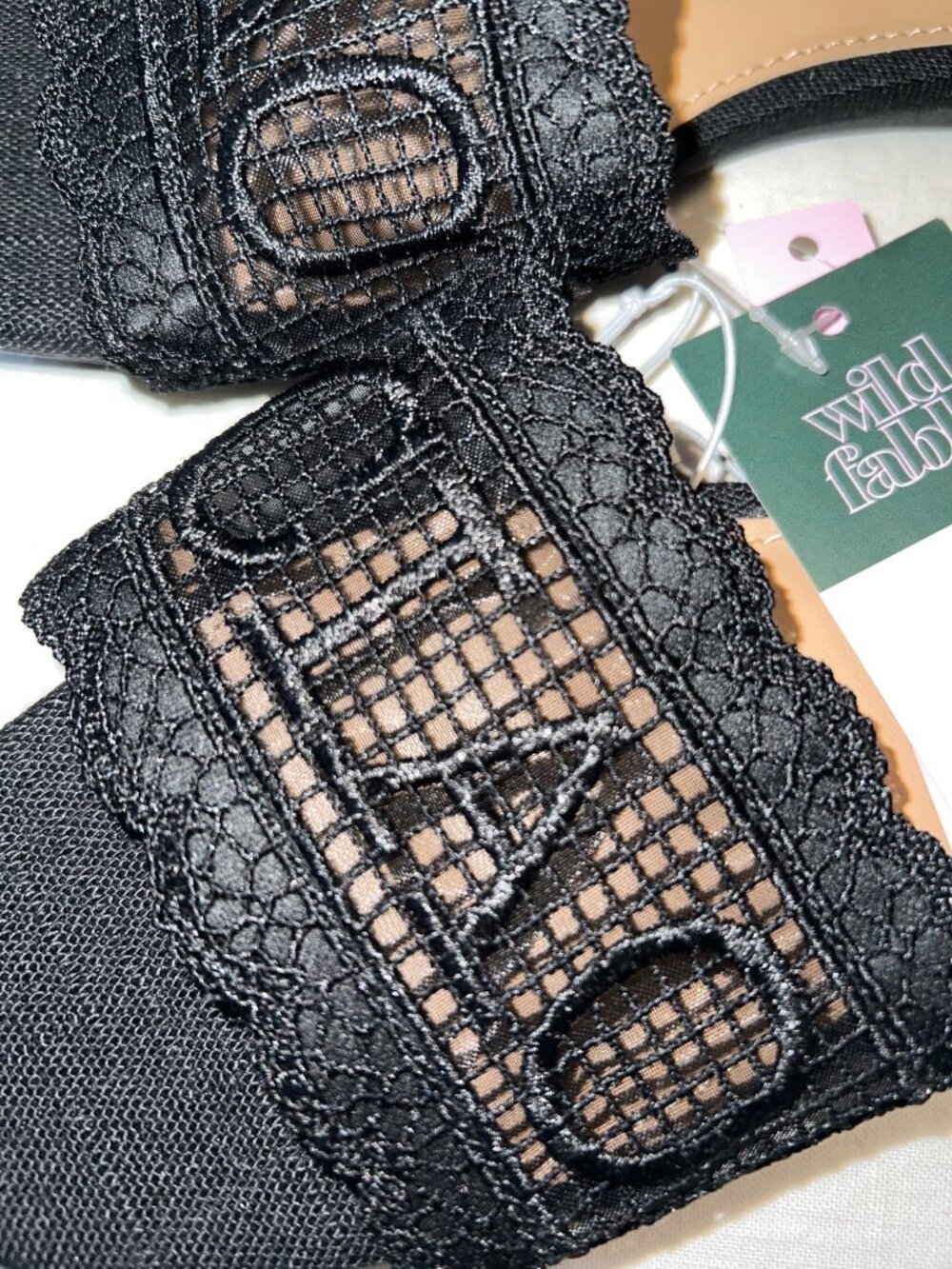 Wild Fable Black Lace Slip-On Flat Sandals Size 6.5 With Tags - Picture 2 of 6